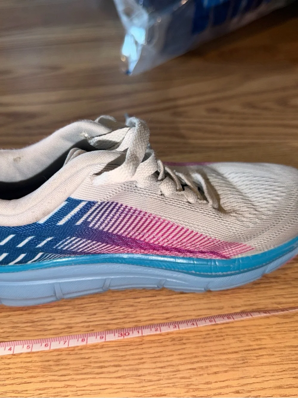 RBX Girls Athletic Sneakers - Light Gray with Blue & Pink Accents size 1